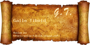 Galle Tibold névjegykártya